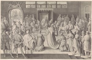 Salomón recibe a la reina de Saba de Nicolaes de Bruyn