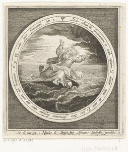 Segundo día de la creación: Dios separa las masas de agua en el cielo y el mar Desde la creación hasta la expulsión del paraíso (título de la serie) de Nicolaes de Bruyn