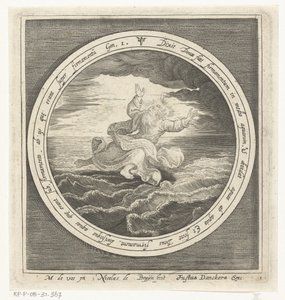 Segundo día de la creación: Dios separa las masas de agua en el cielo y el mar Desde la creación hasta la expulsión del paraíso (título de la serie) de Nicolaes de Bruyn