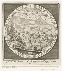 Quinto día de la creación: Dios crea los peces y las aves Desde la creación hasta la expulsión del paraíso (título de la serie) de Nicolaes de Bruyn