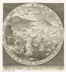 Quinto día de la creación: Dios crea los peces y las aves Desde la creación hasta la expulsión del paraíso (título de la serie) de Nicolaes de Bruyn