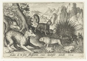 Jabalíes, zorros, castores, puercoespines y ranas Animalivm qvadrvpedvm (título de la serie) Animales en paisajes (título de la serie)