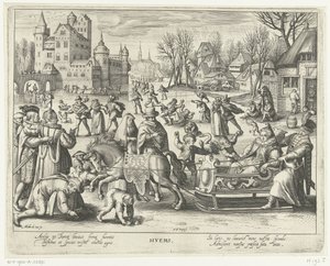 Invierno Hyems (título sobre el objeto) Cuatro estaciones (título de la serie) de Nicolaes de Bruyn