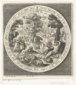 Sexto Día de la Creación: Dios crea los animales y Adán y Eva Desde la creación hasta la expulsión del paraíso (título de la serie) de Nicolaes de Bruyn