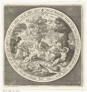 Sexto día de la creación: Dios crea los animales y a Adán y Eva
De la creación a la expulsión del paraíso (título de la serie) de Nicolaes de Bruyn