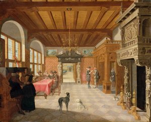 Interior de un salón con figuras, 1621 de Nicolaes de Gyselaer