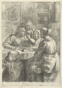 Tres ancianas comiendo en una mesa de Nicolaes van Haeften