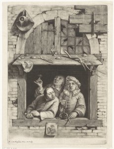 Tres fumadores en una ventana de Nicolaes van Haeften