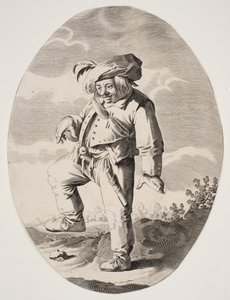 Campesino danzante con un pájaro en su regazo de Nicolaes van Lijnhoven