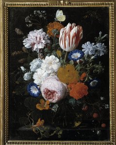 Flores en un jarrón de vidrio de Nicolaes van Veerendael