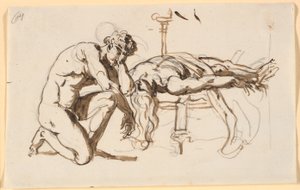 Aquiles llorando la muerte de Patroclo