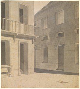 Escena callejera antigua. Probablemente un trabajo preliminar para la imagen de Terencio con el oyente Cremes de Nicolai Abildgaard