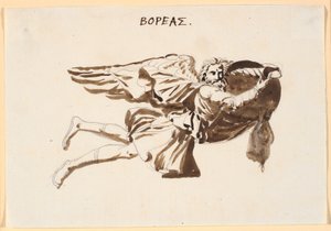 Bóreas. Boceto para relieve en la torre de los vientos en Pámfilo y Davo en conversación