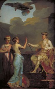 Cristián VII uniendo la parte ducal con la parte real de Holstein en 1773