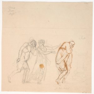 Davus Mysis y Chremes. Estudio para la pintura Chremes escucha la conversación de (la sirvienta) Mysis y Davus