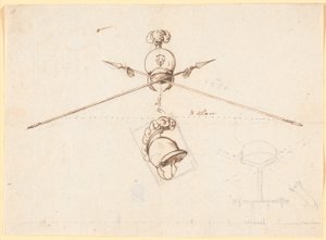Boceto decorativo. Un casco y dos lanzas cruzadas, etc. de Nicolai Abildgaard
