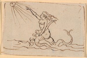 Una sirena señalando hacia el sol