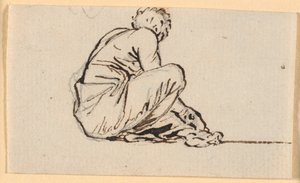 Un hombre agachado, visto de lado de Nicolai Abildgaard