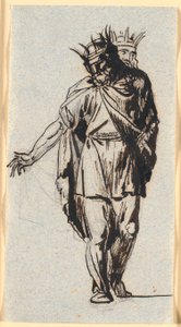 Una figura de rey nórdico antiguo, de pie con corona en la cabeza de Nicolai Abildgaard