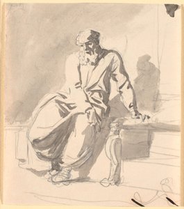 Figura masculina antigua sentada, probablemente Anacreonte