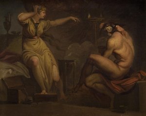 Fotis ve a su amante Lucius transformado en un asno. Motivo de El asno de oro de Apuleyo