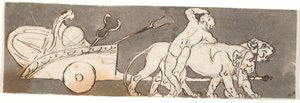 Friso con niño junto al carro de Baco y Marte (o Plutón) tirado por leones de Nicolai Abildgaard