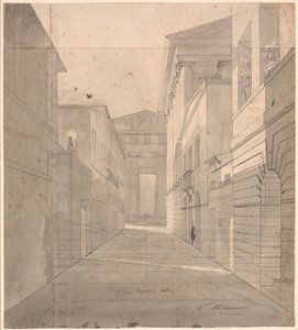 Calle en una ciudad antigua. Estudio de perspectiva para la pintura "Simo confía en Sosia" de Nicolai Abildgaard