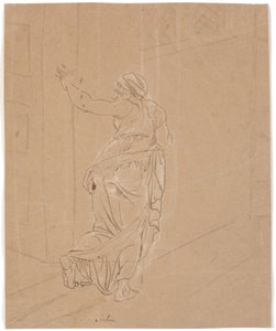 La partera. Estudio para la chica de Andros. [La partera deja la casa de la chica de Andros] de Nicolai Abildgaard