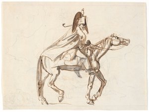 Caricatura de un militar a caballo