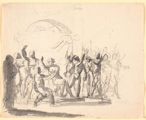 Composición con rey sentado rodeado de figuras desnudas de Nicolai Abildgaard