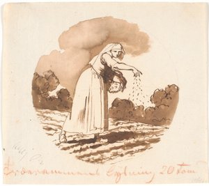 Mujer esparciendo semillas. Composición circular de Nicolai Abildgaard