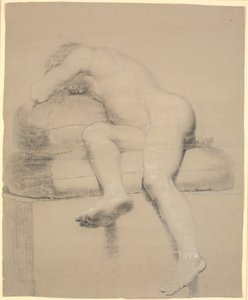 Modelo masculino acostado, visto en escorzo desde los pies de Nicolai Abildgaard