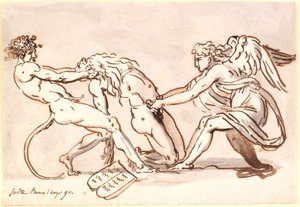 Miguel el Arcángel luchando con el Diablo por el cuerpo de Moisés de Nicolai Abildgaard