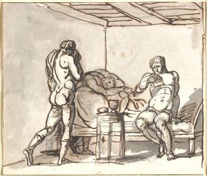 Pericles visita a Anaxágoras, que lee la acusación de Atenas contra él por blasfemia de Nicolai Abildgaard