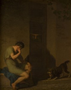 Tibulo Lamentándose fuera de la Puerta de su Amada de Nicolai Abildgaard