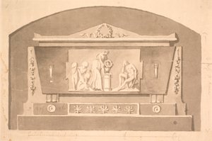 Boceto para sarcófago con relieve para el monumento funerario de Gandil en el cementerio de Assistens de Nicolai Dajon
