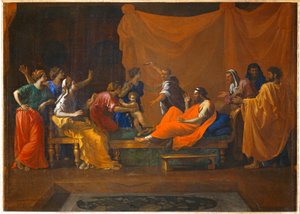 Moise enfant foulant aux pieds la couronne de Pharaon - Moisés niño pisoteando la corona del faraón ... de Nicolas (attr.to) Poussin