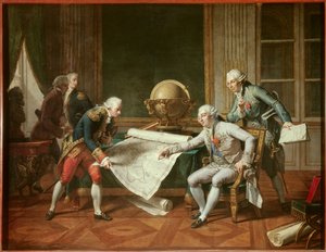 El Rey de Francia Luis XVI (1754-1793) dando instrucciones al Capitán Jean-Francois Galaup, Conde de La Perouse de Nicolas Andre Monsiau