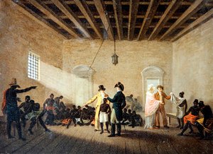 Un interior con comerciantes de esclavos (óleo sobre lienzo) de Nicolas Antoine Taunay