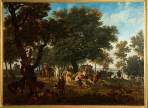 ""Partida de caza del rey de Francia Enrique IV (1553-1610) y su suite"" (Henri IV y su suite de caza) Pintura de Nicolas Antoine Taunay (1755-1830) de Nicolas Antoine Taunay