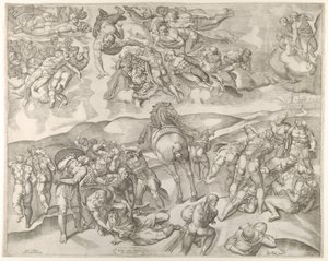 Conversión de Saulo, del fresco de Miguel Ángel en la Capilla Paulina en el Vaticano, ca. 1545-60 de Nicolas Beatrizet
