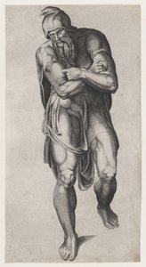 José de Arimatea, después del fresco de la Crucifixión de Miguel Ángel en la Capilla Paulina, V..., 1540-66 de Nicolas Beatrizet