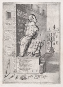 Speculum Romanae Magnificentiae: Estatua de Pasquino en la casa del Cardenal Ursino de Nicolas Beatrizet