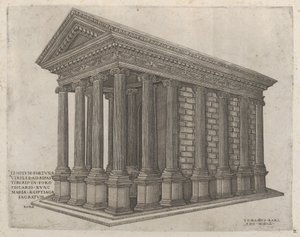 Speculum Romanae Magnificentiae: El Templo de la Fortuna en Roma, siglo XVI de Nicolas Beatrizet