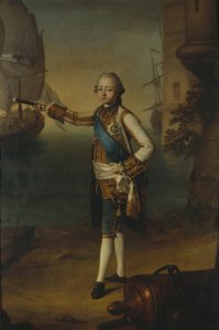Retrato del Gran Duque Pavel Petrovich 1754-1801 en uniforme de almirante, 1769 de Nicolas Benjamin Delapierre