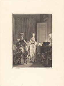 Il appliqua sur cette main un baiser que je sentis sur mon coeur de Nicolas Delaunay after Jean Michel Moreau