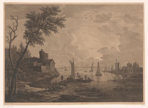 paisaje con barcos de pesca