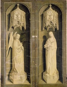 La Anunciación, panel exterior del Tríptico de Moisés y la Zarza Ardiente, c.1476 de Nicolas Froment