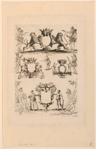 Diseño para escudo de armas, de "Livre de Cartouches" de Nicolas Guerard