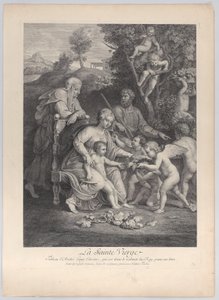 La Sagrada Familia con Santa Isabel y ángeles